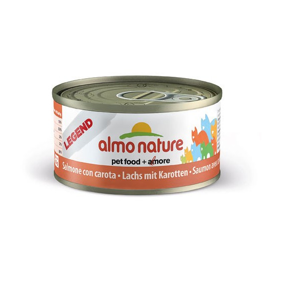 Nourriture pour chat Almo en boite de 70gr au saumon.