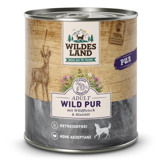 Wildes Land Boite Adult Gibier PUR Huile de carthame 6x800g