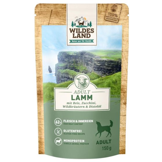 Wildes Land Adult Lamb Rice & Zucchini Bag 8x150g