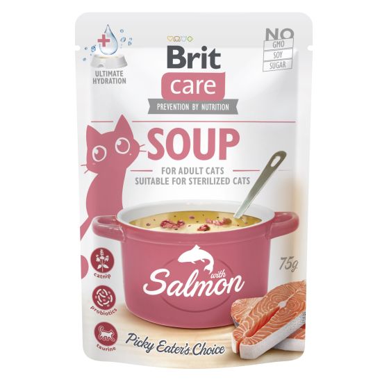 Brit Care Cat Feline Adult Soup avec Saumon 15x75gr