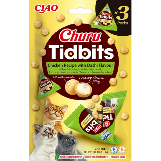 Inaba Churu Tidbits Cat Poulet Dashi 3x12gr