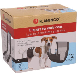 Flamingo Male Dog Nappies S 12-pack (30–46 cm)