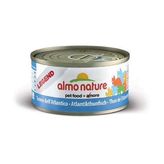 Nourriture pour chat Almo en boite de 70gr au Thon de l'Atlantique.