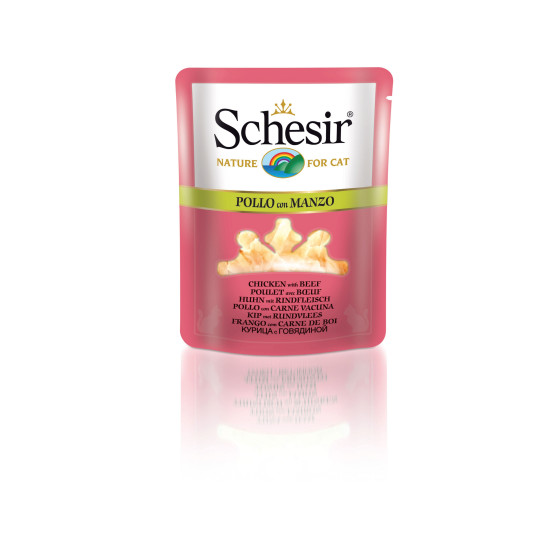 Schesir Cat 20x70g sachet (Broth), Chicken with beef Schesir Cat 20x70g sachet (Broth), Chicken with beef