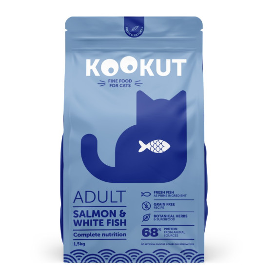 Kookut Cat Saumon & Poisson Blc 1.5kg