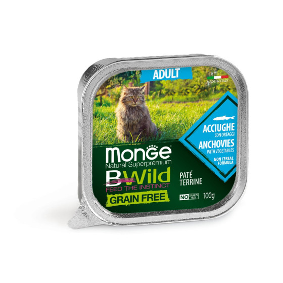 Monge Cat Bwild GF Adult Anchovies 32x100g