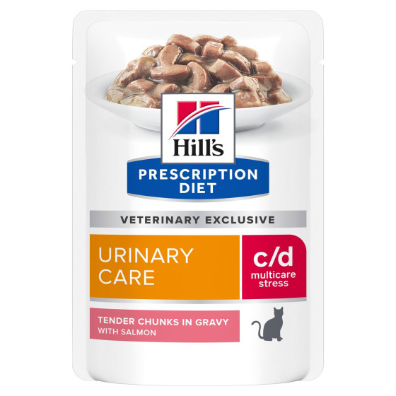 Prescription Diet™ c/d™ Feline Urinary Stress au Saumon en sachet 4x(12x85g)